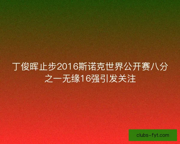丁俊晖止步2016斯诺克世界公开赛八分之一无缘16强引发关注